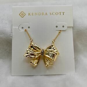LoveShackFancy X Kendra Scott Gold Bow Statement Necklace NWT